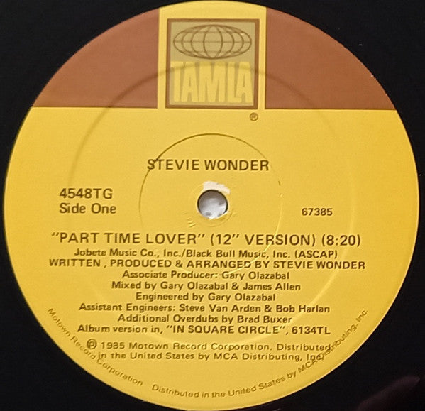 Stevie Wonder : Part-Time Lover (12" Version) (12", Single)