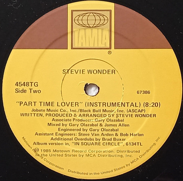Stevie Wonder : Part-Time Lover (12" Version) (12", Single)