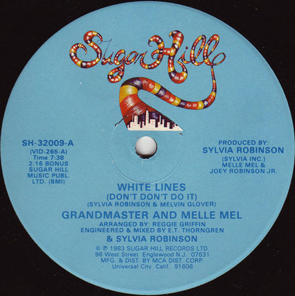 Grandmaster And Melle Mel* : White Lines (Don't Don't Do It) / Melle Mel's Groove (12", RE)