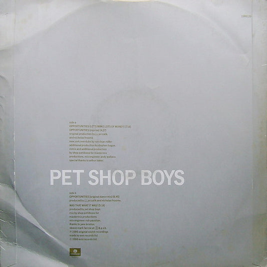 Pet Shop Boys : Opportunities (Let's Make Lots Of Money) (12", Single)