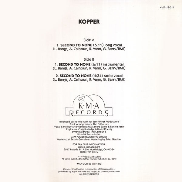 Kopper (2) : Second To None (12")