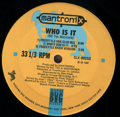 Mantronix : Who Is It? (12", Single)