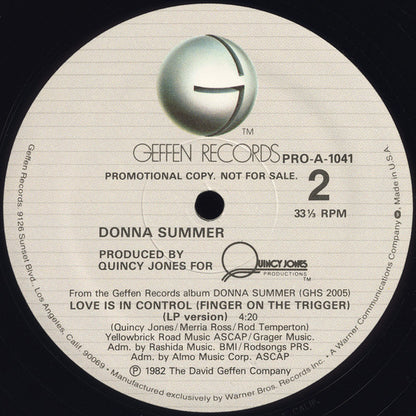 Donna Summer : Love Is In Control (Finger On The Trigger) (12", Ltd, Promo)