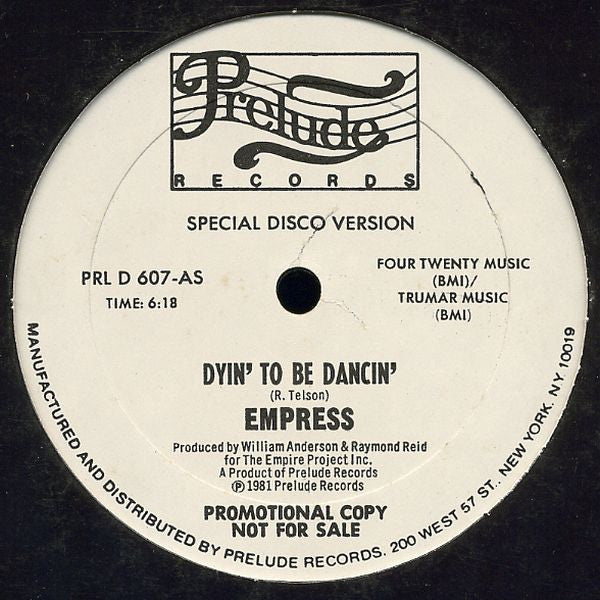 Empress : Dyin' To Be Dancin' (12", Promo)