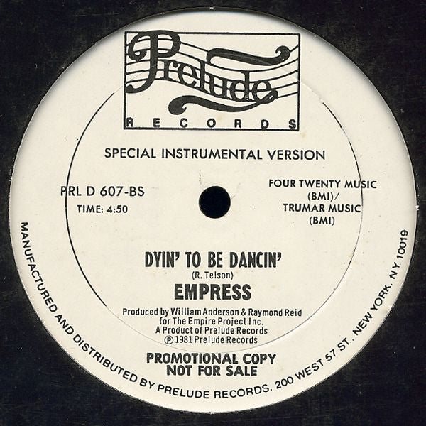 Empress : Dyin' To Be Dancin' (12", Promo)