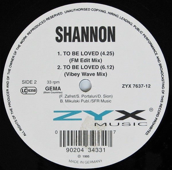 Shannon : It's Got To Be Love / To Be Loved (12")