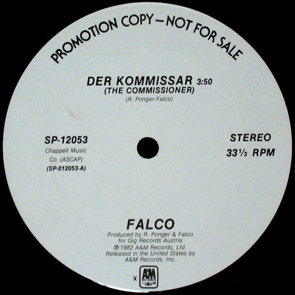 Falco : Der Kommissar = The Commissioner (12", Promo)