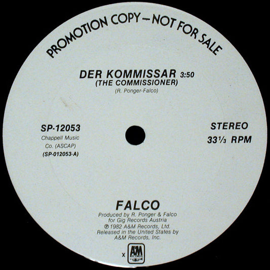 Falco : Der Kommissar = The Commissioner (12", Promo)