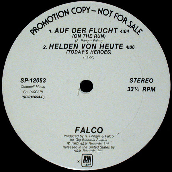 Falco : Der Kommissar = The Commissioner (12", Promo)