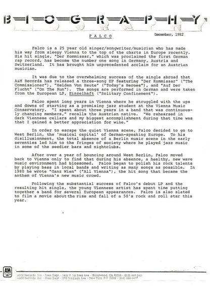 Falco : Der Kommissar = The Commissioner (12", Promo)