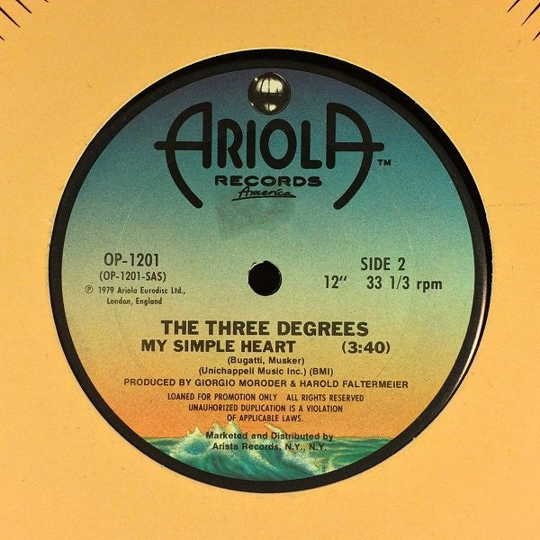 The Three Degrees : My Simple Heart (12", Promo, Ter)