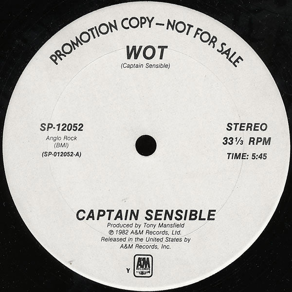 Captain Sensible : Wot / Happy Talk (12", Promo)