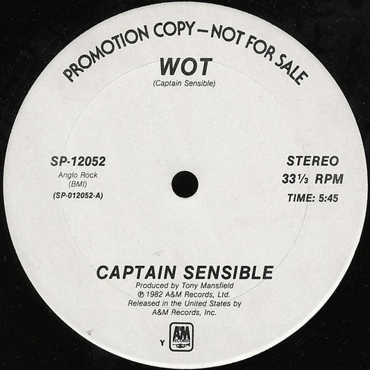 Captain Sensible : Wot / Happy Talk (12", Promo)