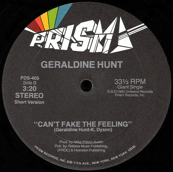 Geraldine Hunt : Can't Fake The Feeling (12", Single)