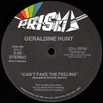 Geraldine Hunt : Can't Fake The Feeling (12", Single)