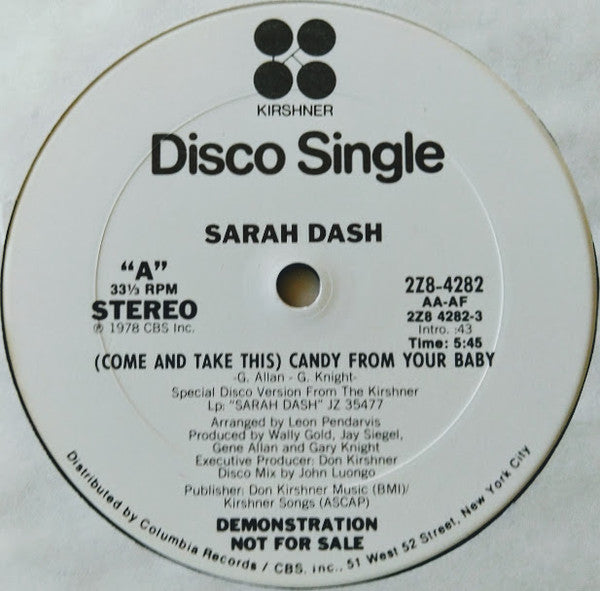 Sarah Dash : (Come And Take This) Candy From Your Baby (12", Single, Promo)