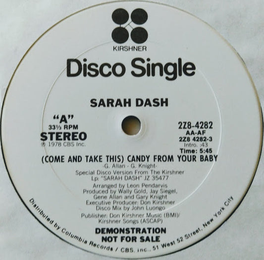 Sarah Dash : (Come And Take This) Candy From Your Baby (12", Single, Promo)