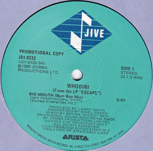 Whodini : Big Mouth (12", Promo)