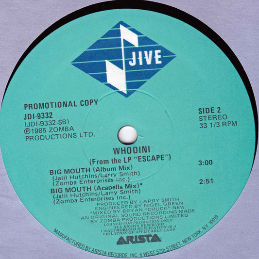 Whodini : Big Mouth (12", Promo)