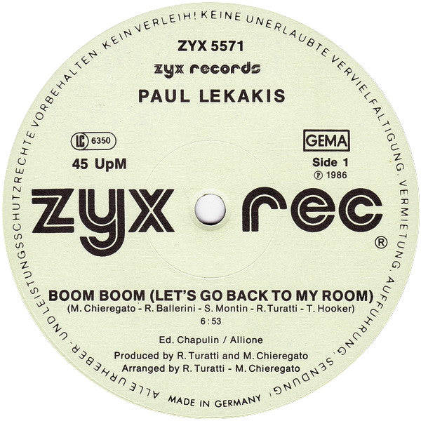 Paul Lekakis : Boom Boom (Let's Go Back To My Room) (12", Maxi)