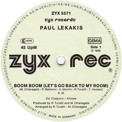 Paul Lekakis : Boom Boom (Let's Go Back To My Room) (12", Maxi)
