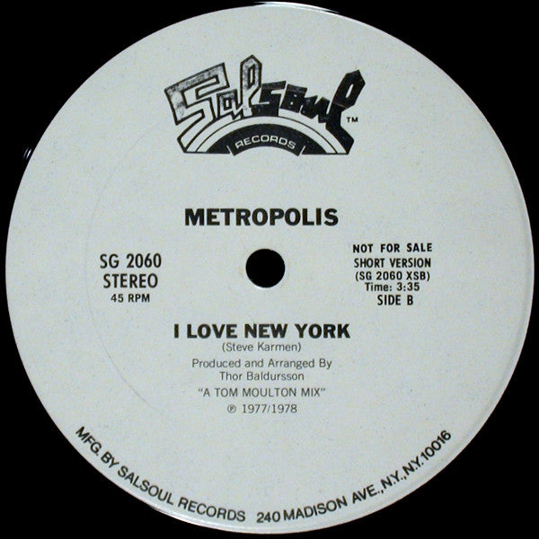 Metropolis (5) : I Love New York (12", Promo)