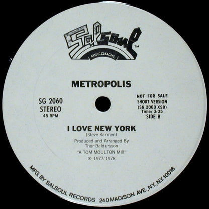 Metropolis (5) : I Love New York (12", Promo)