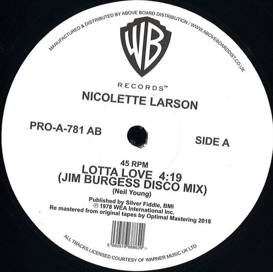 Nicolette Larson : Lotta Love (12", Single, RE, RM)