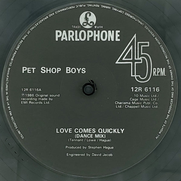Pet Shop Boys : Love Comes Quickly (12", Single)