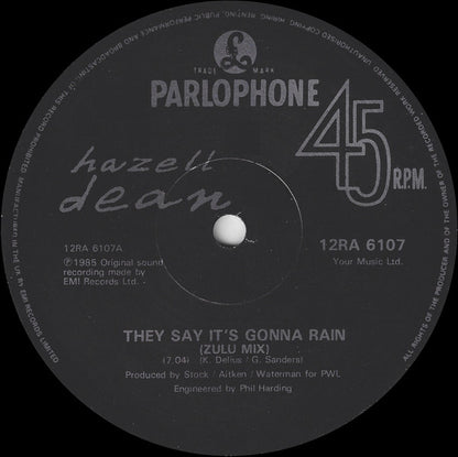 Hazell Dean : They Say It's Gonna Rain (Zulu Mix) (12", Single)