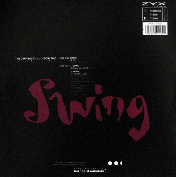 The Deff Boyz Featuring Tony Mac : Swing (12", Maxi)