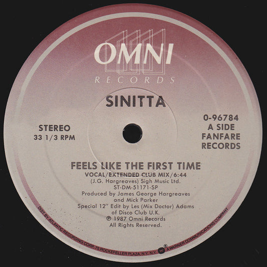 Sinitta : Feels Like The First Time (12")
