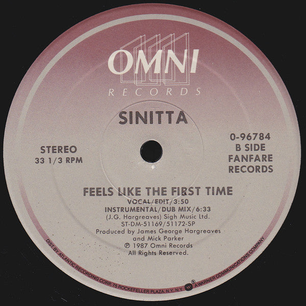 Sinitta : Feels Like The First Time (12")