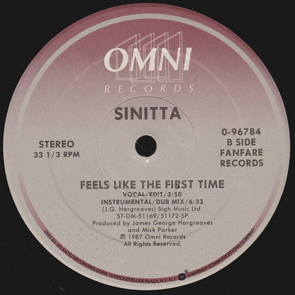 Sinitta : Feels Like The First Time (12")