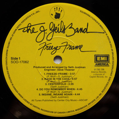 The J. Geils Band : Freeze Frame (LP, Album)