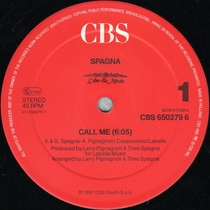 Spagna* : Call Me (12", Maxi)