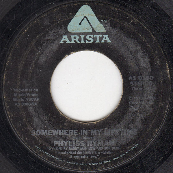 Phyllis Hyman : Somewhere In My Lifetime (7", Single, Bla)