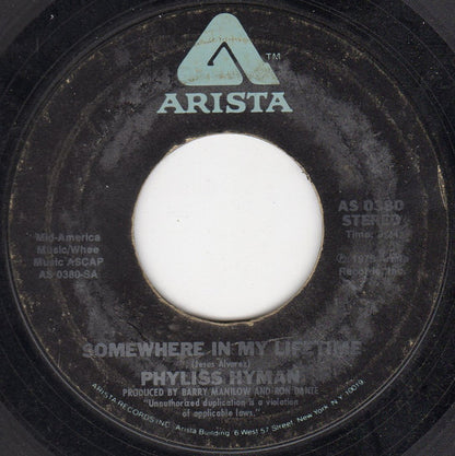 Phyllis Hyman : Somewhere In My Lifetime (7", Single, Bla)
