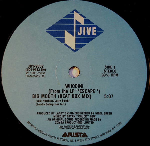 Whodini : Big Mouth (12", Single)