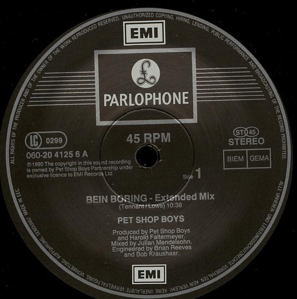 Pet Shop Boys : Being Boring (12", Maxi)