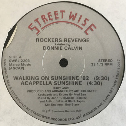 Rockers Revenge Featuring Donnie Calvin : Walking On Sunshine '82 (12", Sou)