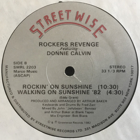 Rockers Revenge Featuring Donnie Calvin : Walking On Sunshine '82 (12", Sou)