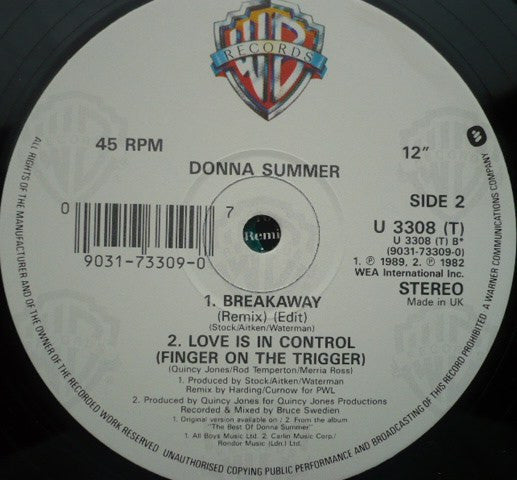 Donna Summer : Breakaway (Remix) (12", Single)