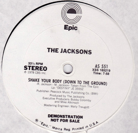 The Jacksons : Shake Your Body (Down To The Ground) / Things I Do For You (12", Promo)