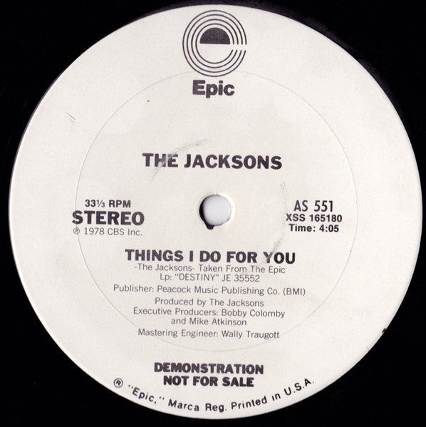 The Jacksons : Shake Your Body (Down To The Ground) / Things I Do For You (12", Promo)