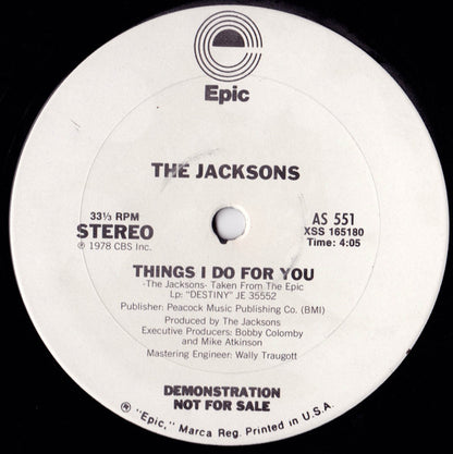 The Jacksons : Shake Your Body (Down To The Ground) / Things I Do For You (12", Promo)