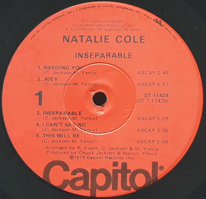 Natalie Cole : Inseparable (LP, Album, Win)