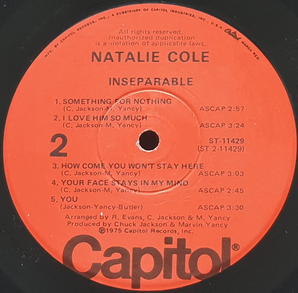 Natalie Cole : Inseparable (LP, Album, Win)