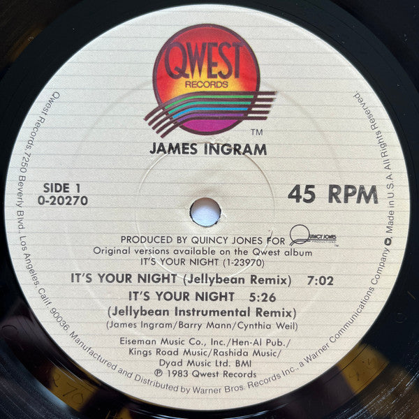 James Ingram : It's Your Night / Yah Mo B There (12")