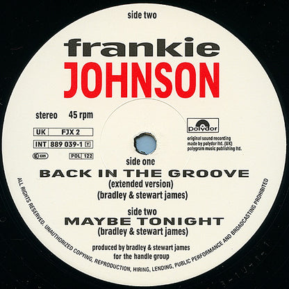 Frankie Johnson : Back In The Groove (12")